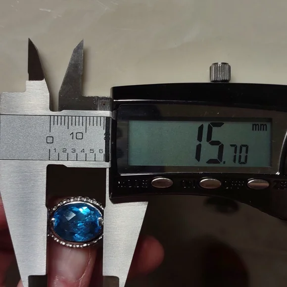 Hold For Sara- Blue Topaz earrings 14kt white gold, channel set diamonds, French - Picture 9 of 9